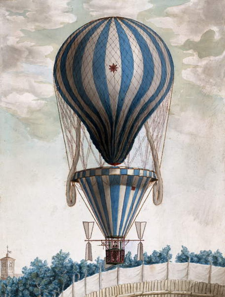 Detail of Early Hot Air Balloon in Flight, 1828 by Italian School