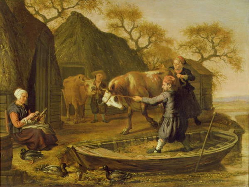 Detail of Cattle being Loaded into a Small Boat by Paulus Potter