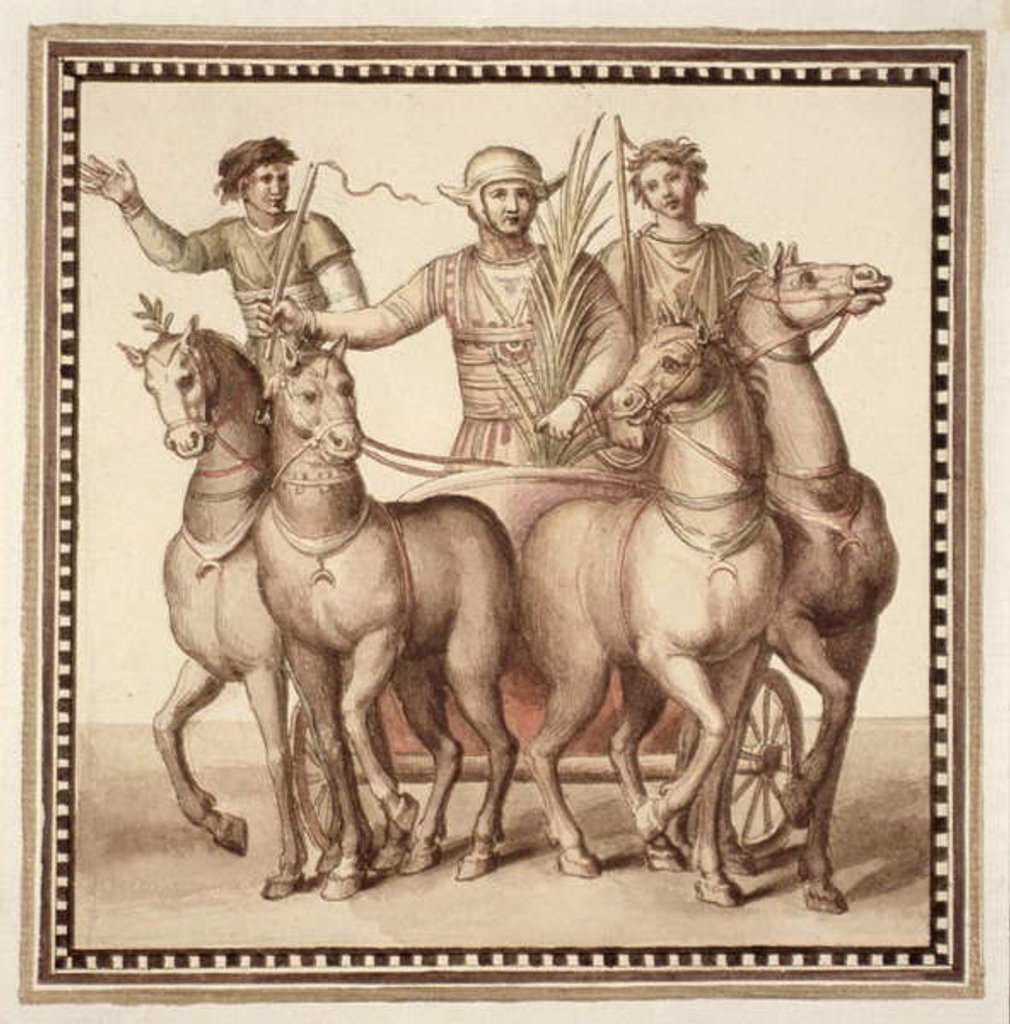 Detail of Ms Gen 1496 Plate CXXII Gladiators and chariot, 1674 by Pietro Santi Bartoli