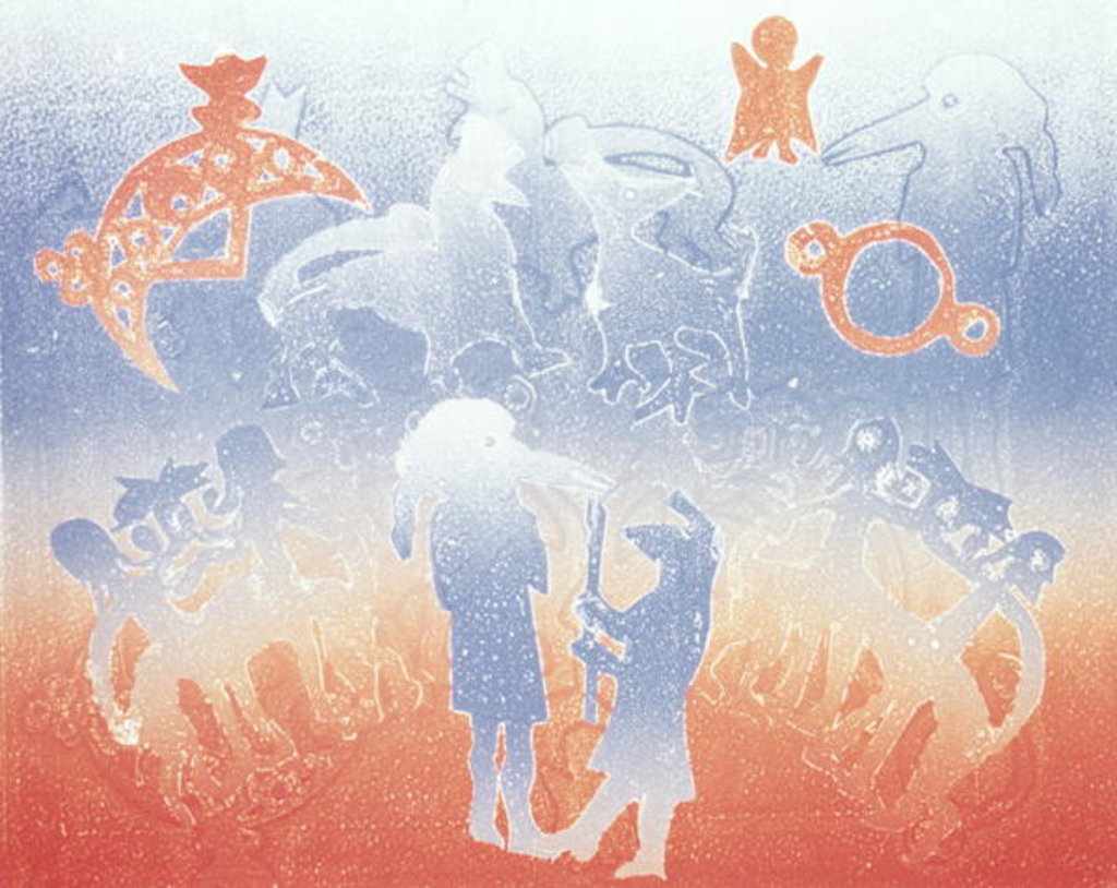 Detail of Papil birdman goes wandering, 1995 by Gloria Wallington