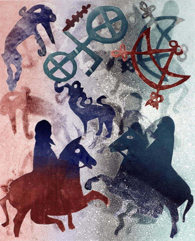 Detail of Pictish Riders, 1996 by Gloria Wallington