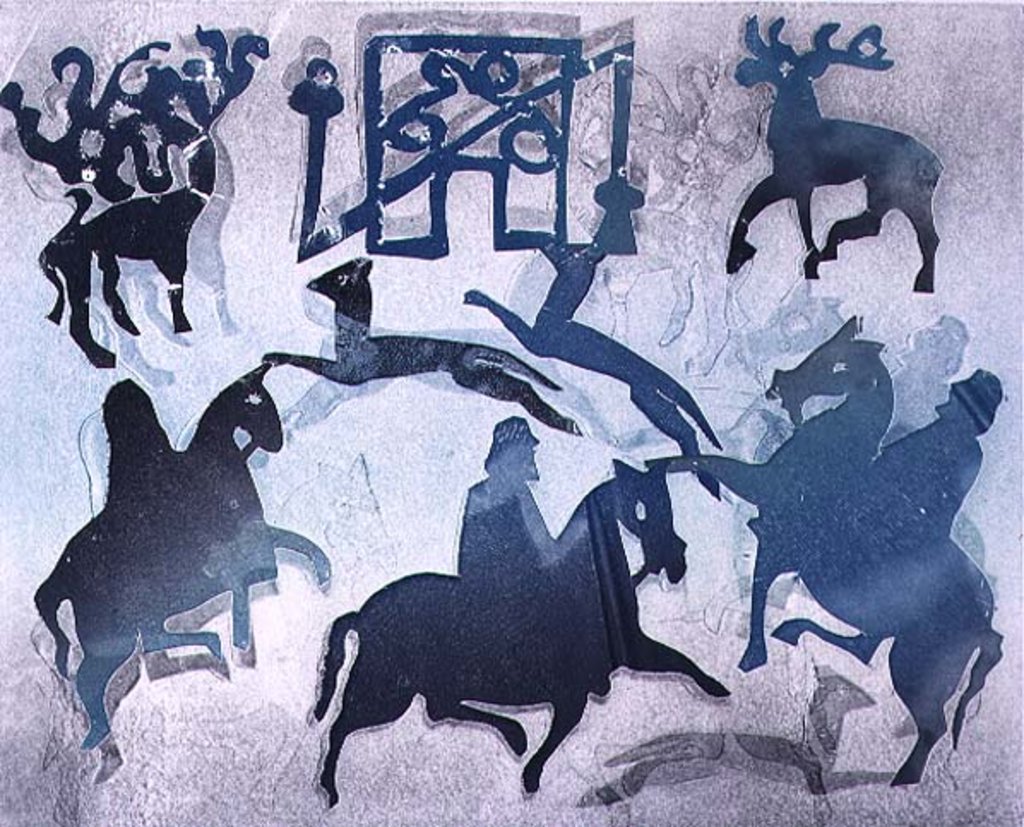 Detail of Pictish Hunting Scene III, 1995 by Gloria Wallington