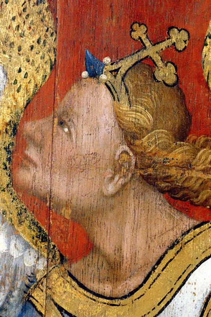 Detail of Picardy 085 - Laon - Museum - “” The Donator and the Angel of the Annunciation”” - Master of the Hours of Rohan - Oil painting on 15th century oak by Anonymous