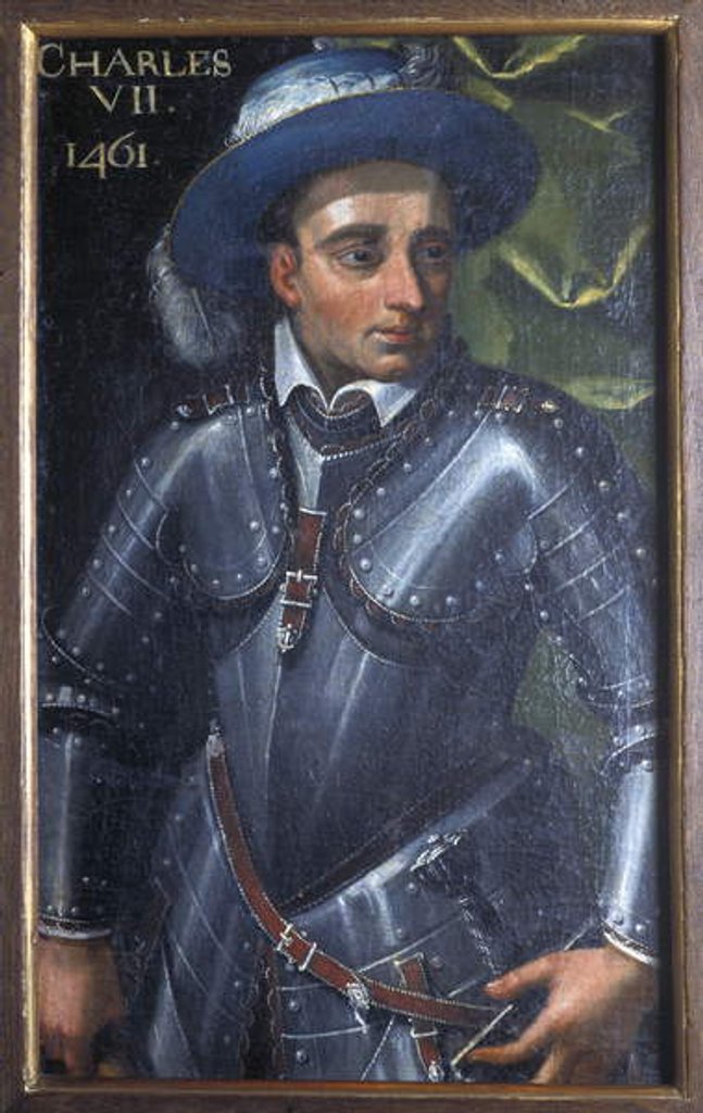Detail of Indre & Loire N* 172 - Chateau de Loches - Portrait of Charles VII - 17th century by Anonymous
