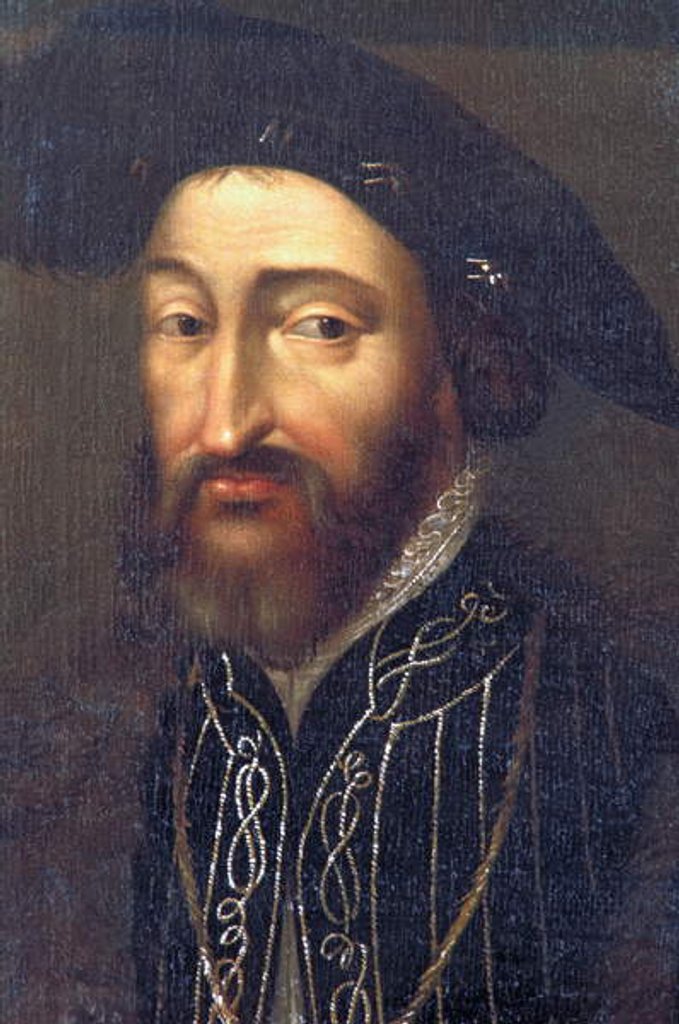 Detail of Indre & Loire N* 212 - Chateau de Plessis-les-Tours - Portrait of Francois 1st - French school of the 17th century by Anonymous