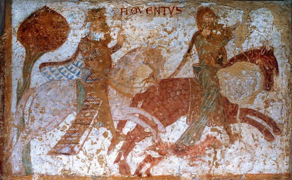 Detail of Loire Atlantique N* 065 - Church of Loroux-Bottereau - Wall painting of the Legend of St-Gilles by Anonymous