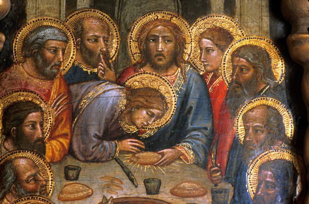 Detail of Loire Atlantique N* 090 - Nantes/Musee des Beaux Arts - “” La Cene”” by Mariotto di Nardo - Italian Primitive of the 14th century by Anonymous