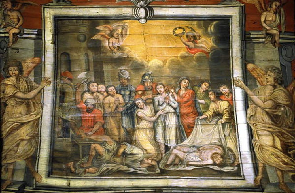 Detail of Morbihan - Pays de Baud - Painted vault of the choir of the chapel of St Adrien by Anonymous