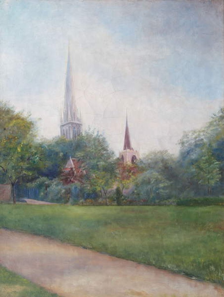 Detail of Landscape with Churches in the Background by English School