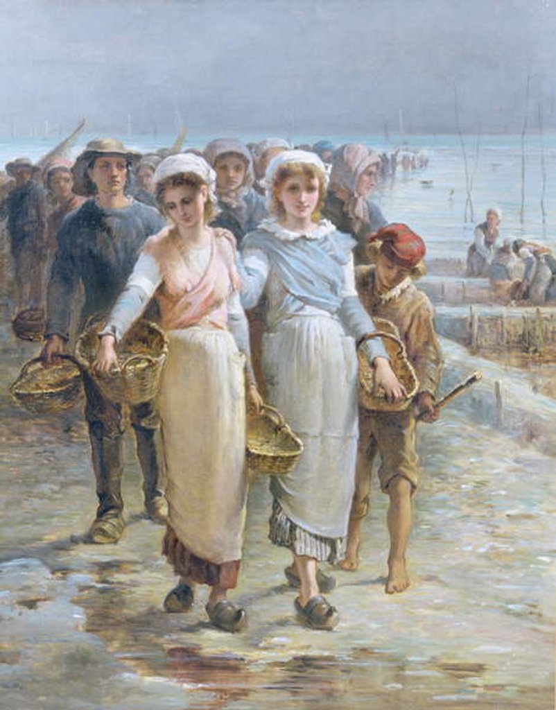 Detail of Oyster Girls at Cancale by Francois Nicolas Augustin Feyen-Perrin
