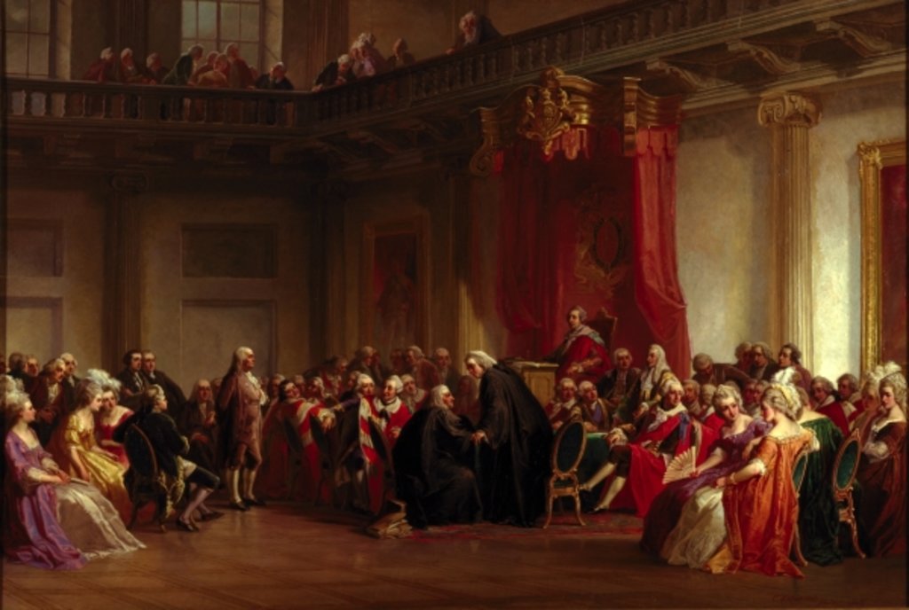 Detail of Benjamin Franklin Appearing before the Privy Council by Christian Schussele