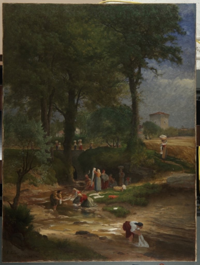 Detail of Washing Day near Perugia, 1873 by George Snr. Inness