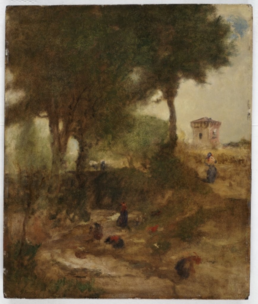 Detail of Sketch for Washing Day near Perugia, 1873 by George Snr. Inness