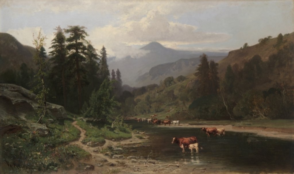 Detail of Mountain Landscape with Cattle, 1879 by William Keith