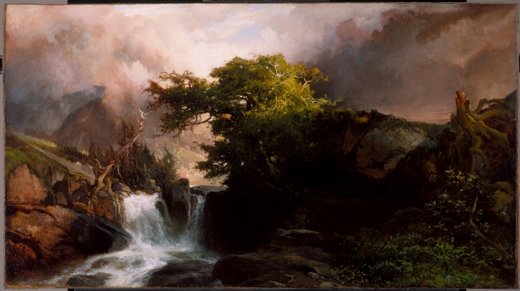 Detail of A Mountain Stream, 1869 by Thomas Moran