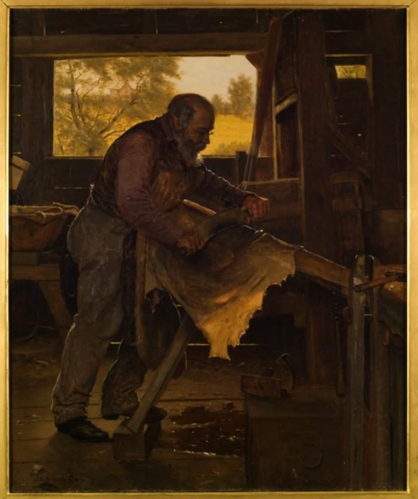 Detail of Preparing a Deer Hide, 1904 by John George Brown