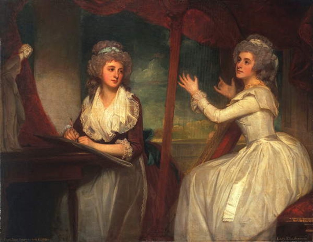 Detail of Lady Caroline Spencer, later Viscountess Clifden, and her sister, Lady Elizabeth Spencer, 1786-92 by George Romney