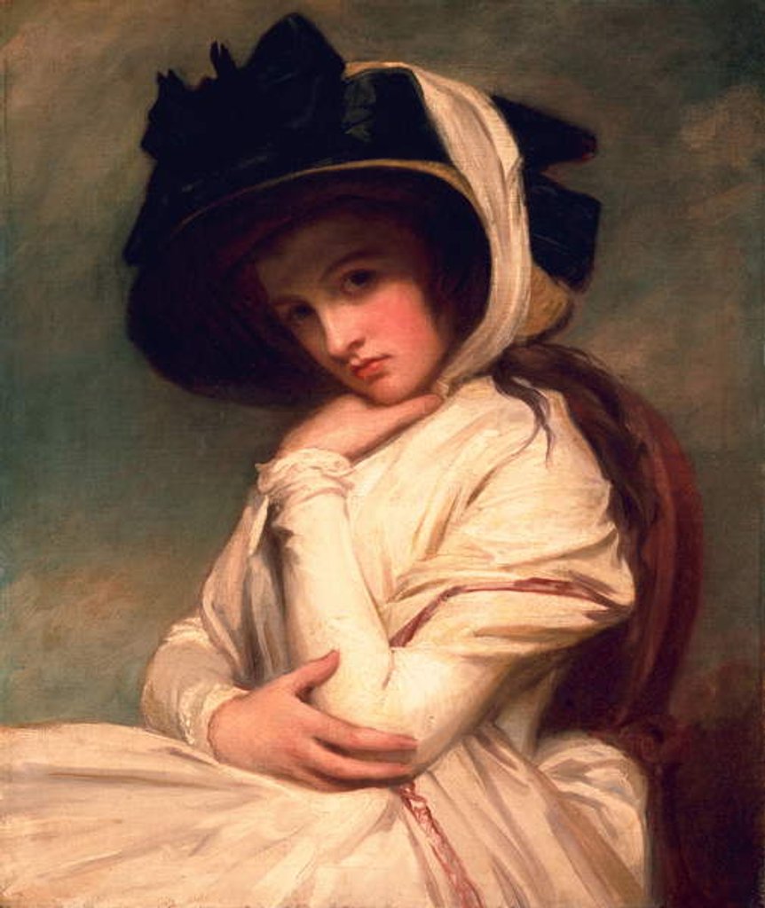 Detail of Emma Hart, later Lady Hamilton, in a straw hat, c.1782-94 by George Romney