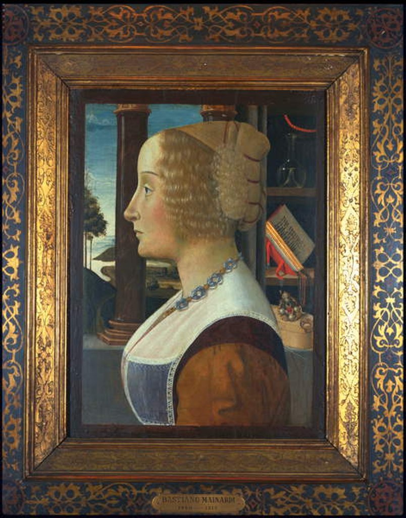 Detail of Portrait of a woman, c.1490 by Domenico Ghirlandaio