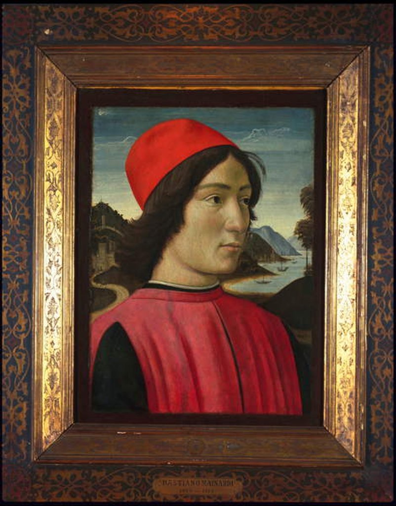 Detail of Portrait of a man, c.1490 by Domenico Ghirlandaio
