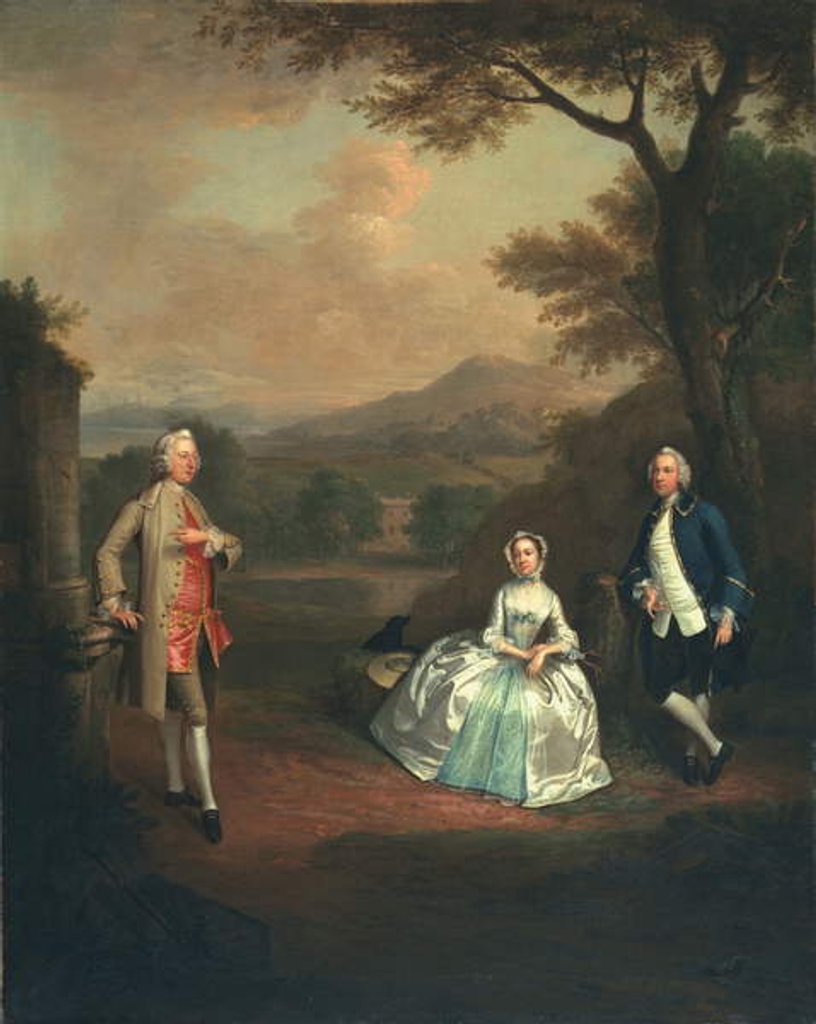 Detail of Sir George Lyttelton, Bart., with Lt. Col. Richard Lyttelton, and Rachel, Duchess of Bridgewater, 1748 by Arthur Devis