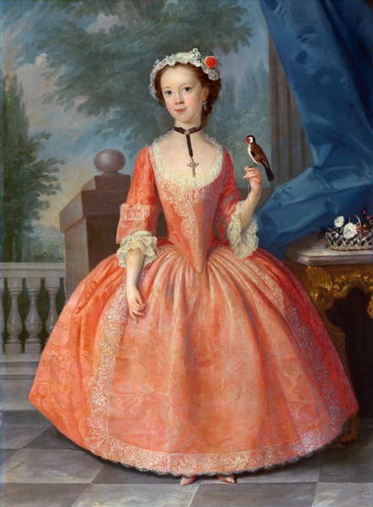 Detail of Girl in pink, c.1740s by English School