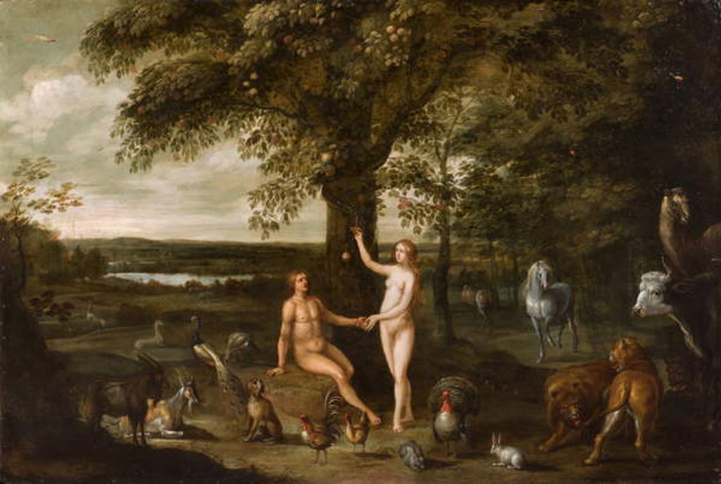 Detail of The Fall of Man in the Garden of Eden by Isaak van Oosten