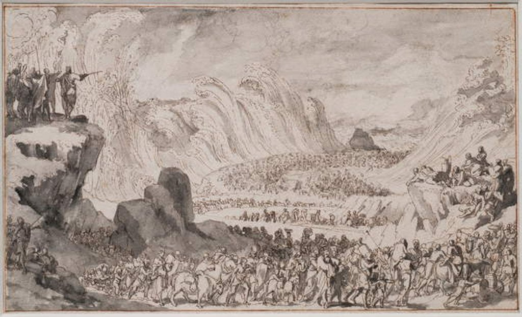 Detail of Moses Parting the Red Sea by Caspar Luyken
