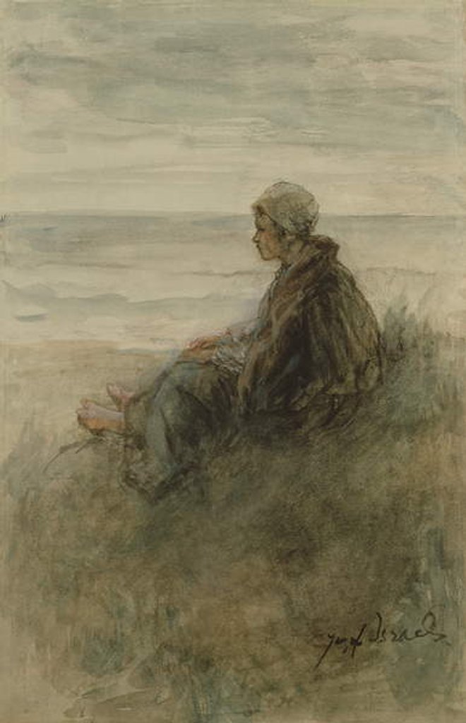 Detail of Girl on the dunes by Jozef Israels