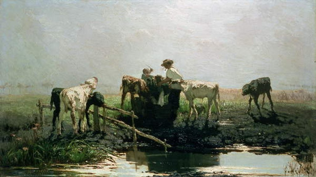 Detail of Calves at a Pond, 1863 by Willem Maris