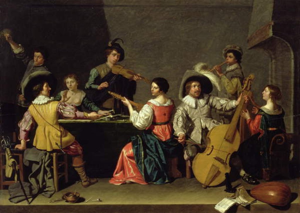 Detail of Group of musicians by Jan van Bijlert or Bylert