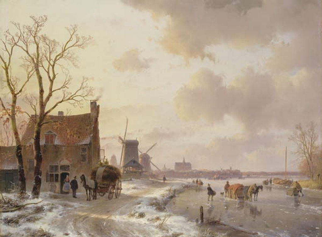 Detail of Winter scene, 1844 by Andreas Schelfhout