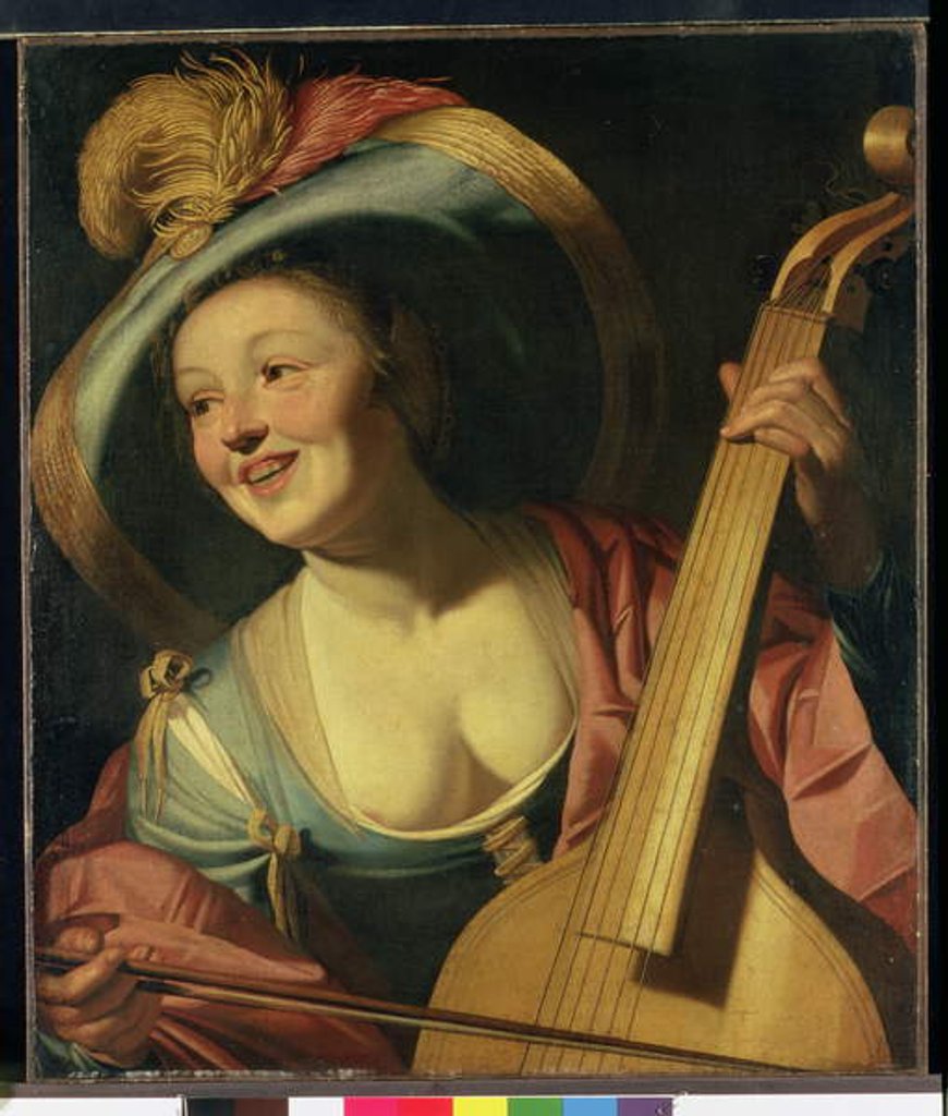 Detail of The Viola da Gamba Player by Dutch School