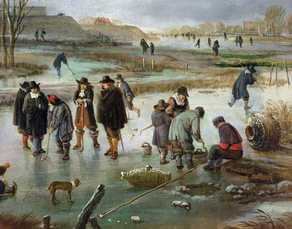 Detail of Ice Skating outside the City Walls by Aert van der Neer