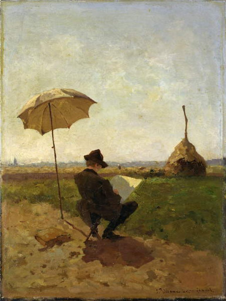 Detail of The painter P.J.C. Gabriel by Jacob Coenraad Ritsema