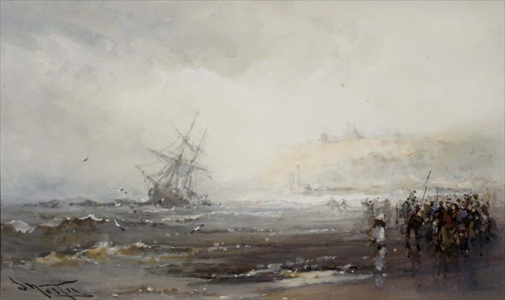Detail of Wreck at Whitby, c.1870 by Frank Wesley