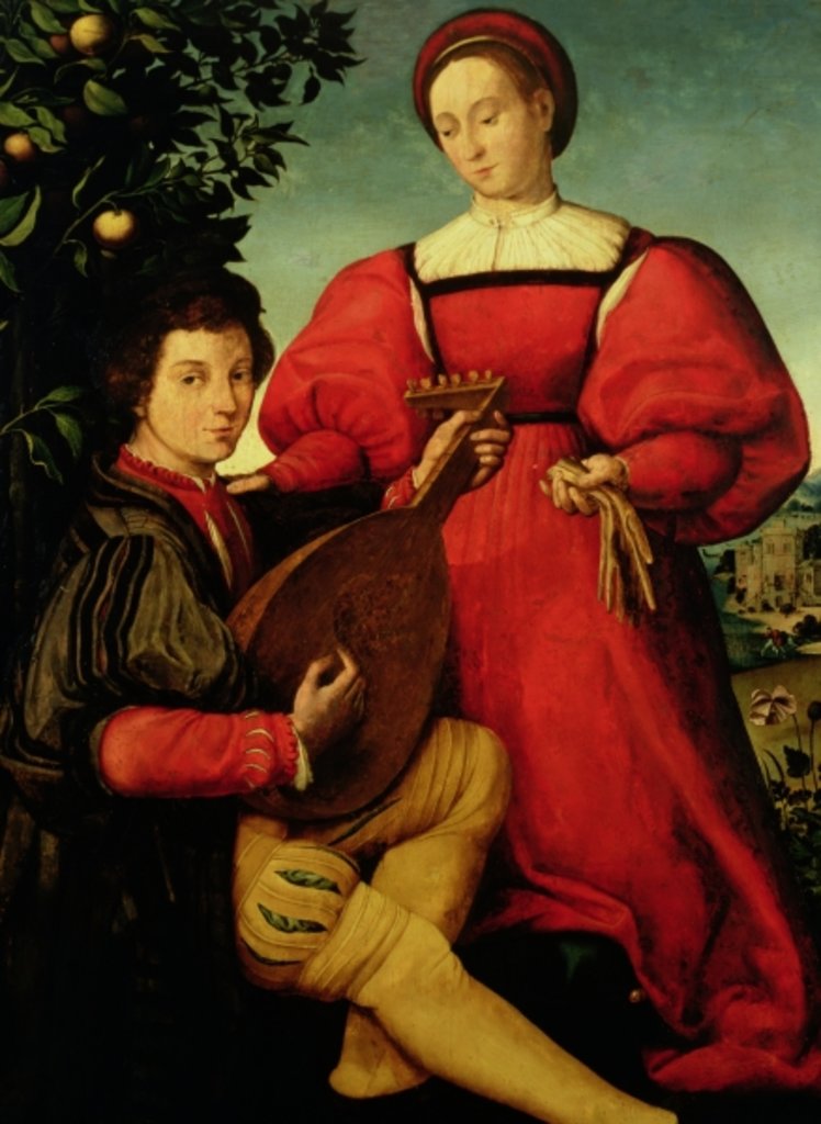 Detail of Venetian Lady and Lute Player by Italian School