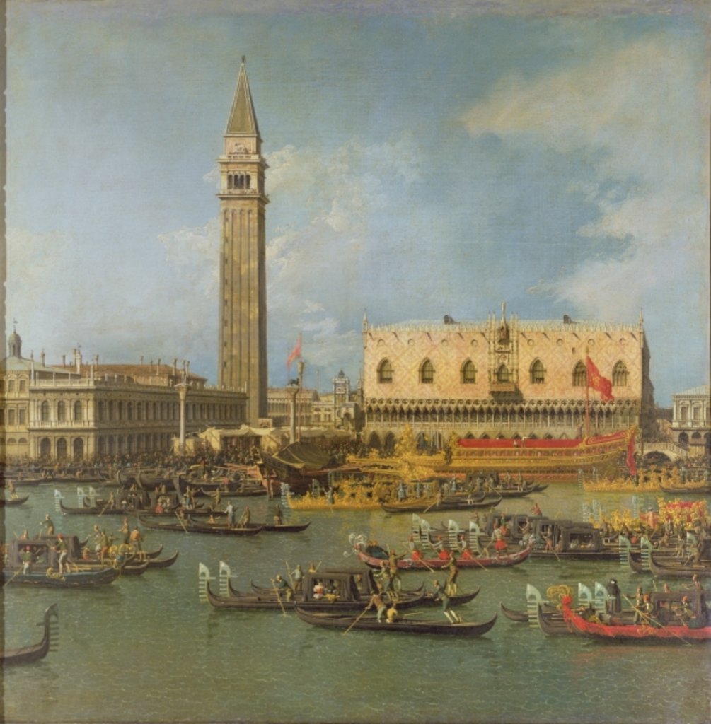 Detail of View of the Palace of St Mark, Venice, with preparations for the Doge's Wedding by (1697-1768) Canaletto