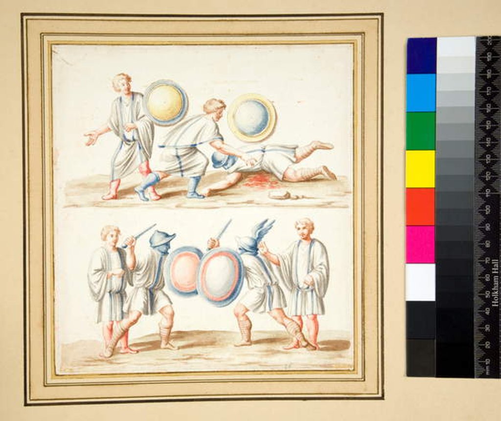 Detail of Copy of a mosaic of Two gladiatorial scene by Pietro Santi Bartoli