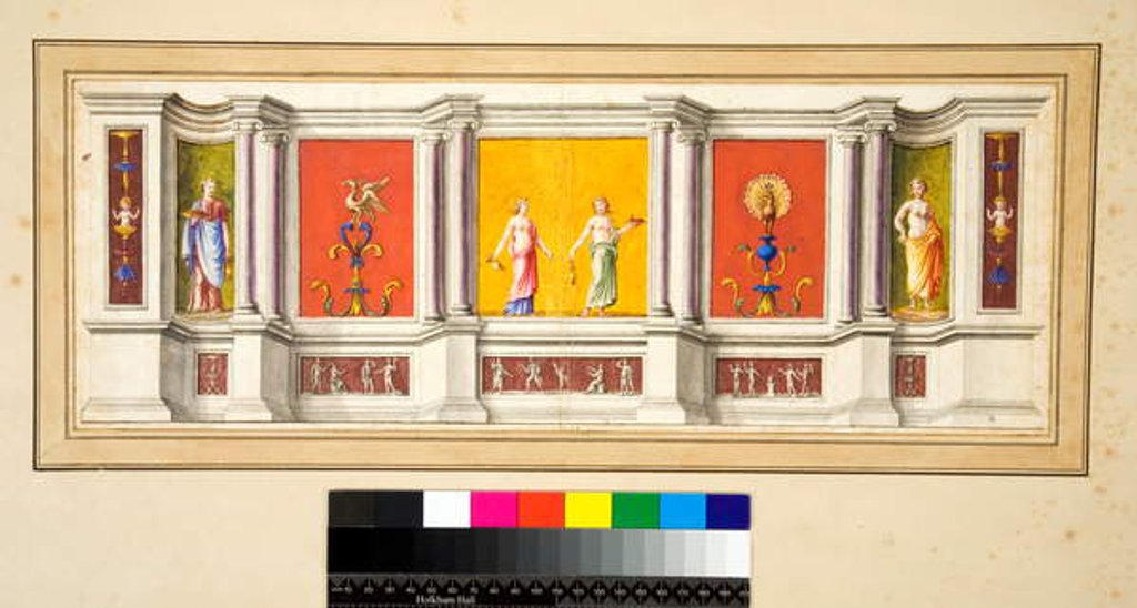 Detail of A long wall with seven panels with a narrow frieze below by Pietro Santi Bartoli