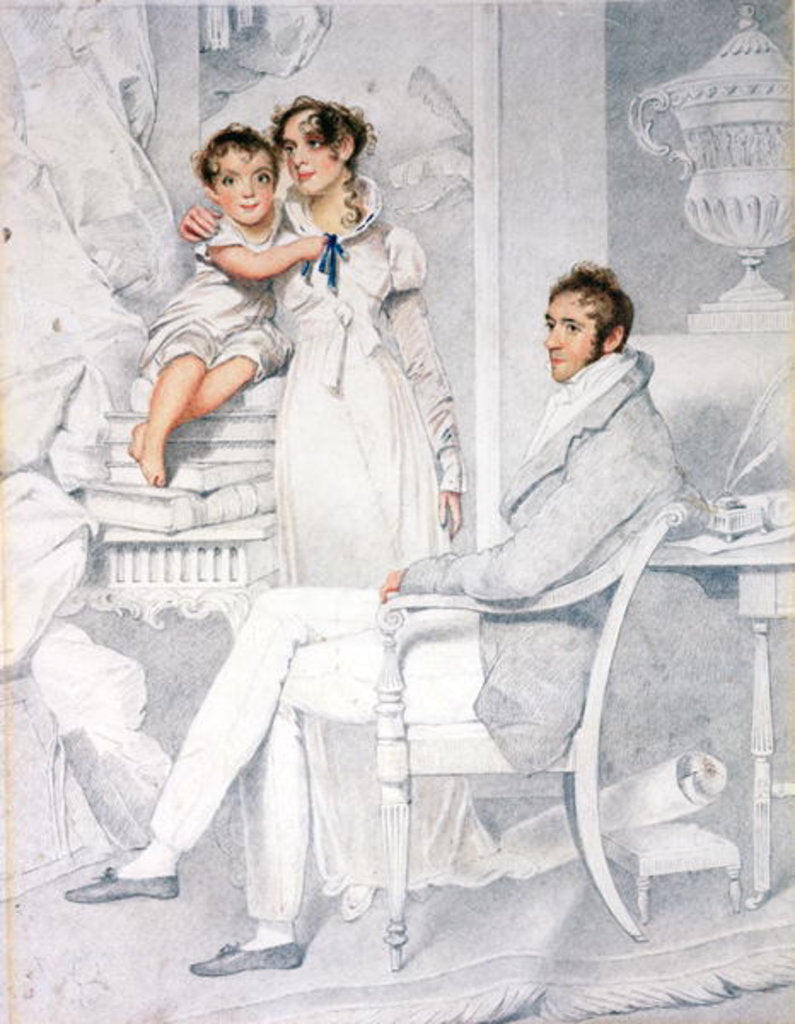 Detail of Mr and Mrs Richmond Thackeray and their son, William Makepeace Thackeray 1814 by George Chinnery