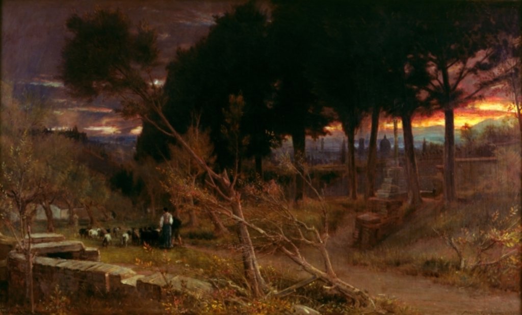 Detail of Florence, evening, 1896 by Albert Goodwin