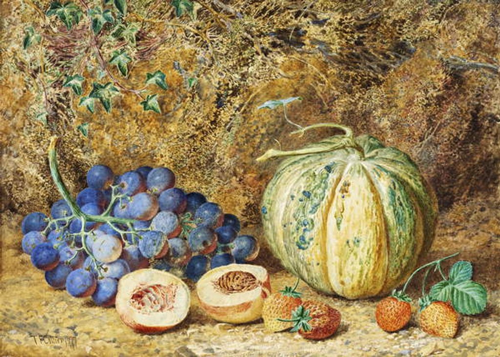 Detail of Grapes and Strawberries, 1877 by Thomas Collier