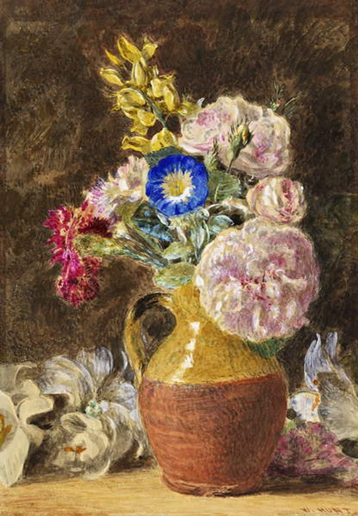 Detail of Mixed Flowers in a Brown and Fawn Jug, c.1860 by William Henry Hunt