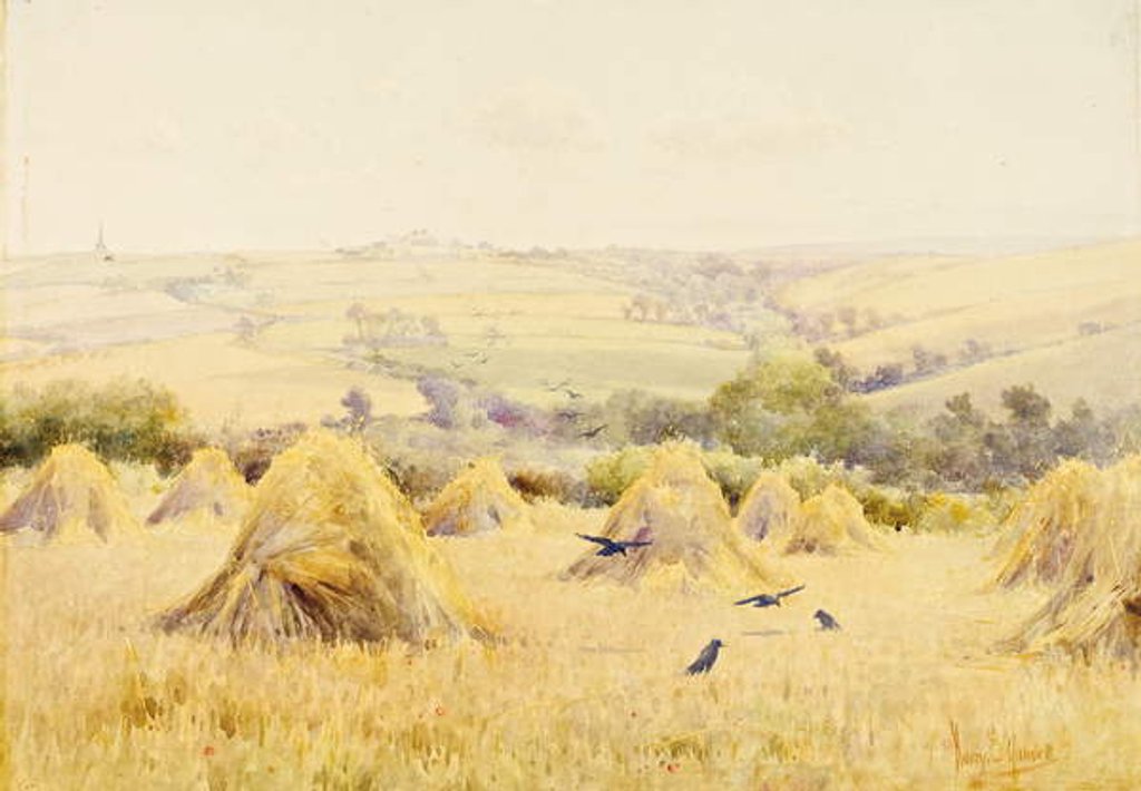 Detail of View of a Cornfield with Rooks by Harry E. James