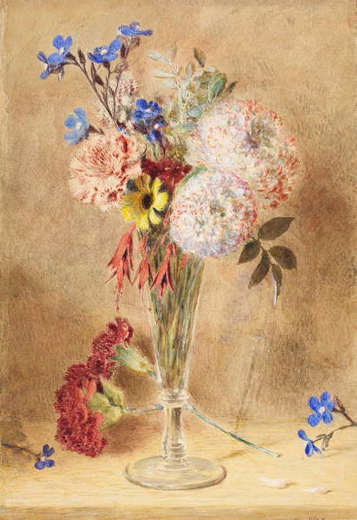 Detail of Flowers in a glass vase by William Henry Hunt