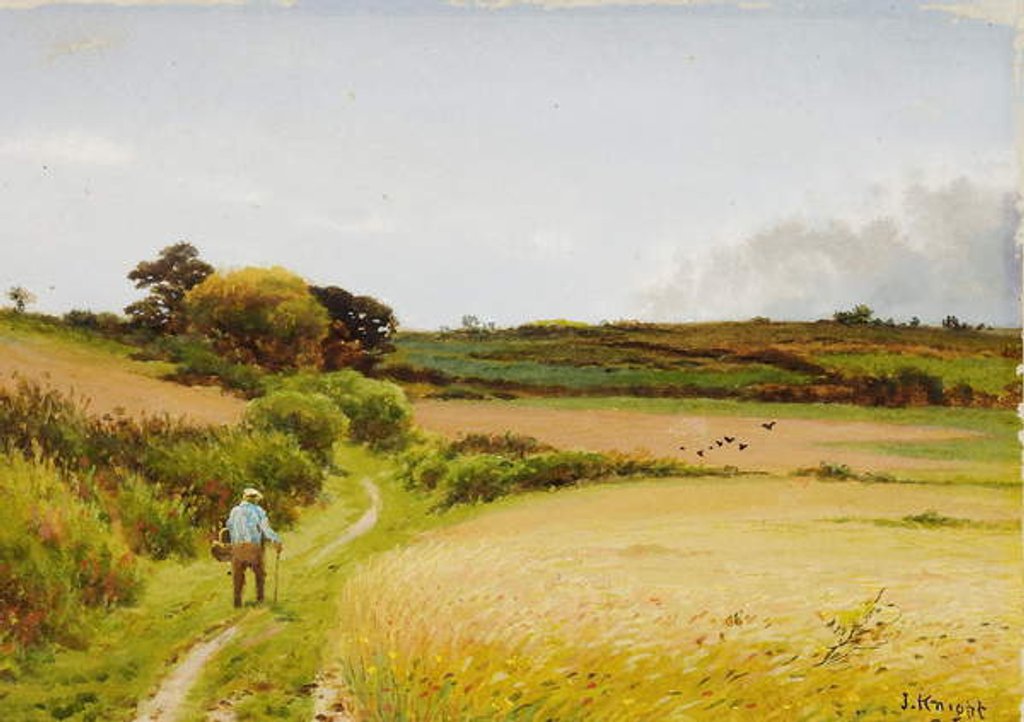 Detail of Landscape with old man carrying a basket, 1886 by Joseph Knight
