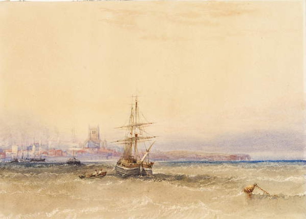 Detail of Morning, Hartlepool by Anthony Vandyke Copley Fielding