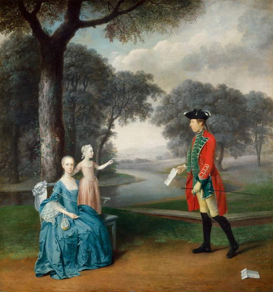 Detail of Francis Vincent, his wife Mercy, and daughter Ann, of Weddington Hall, Warwickshire, 1763 by Arthur Devis