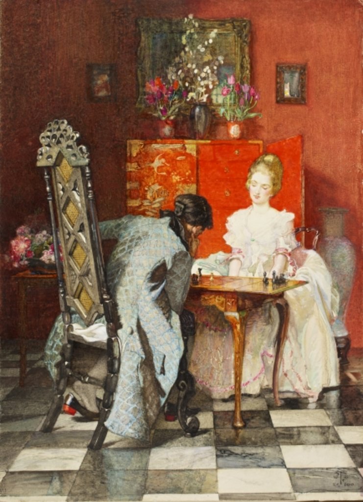 Detail of The Chess Players, or Black to Move, 1920 by Joseph Walter West